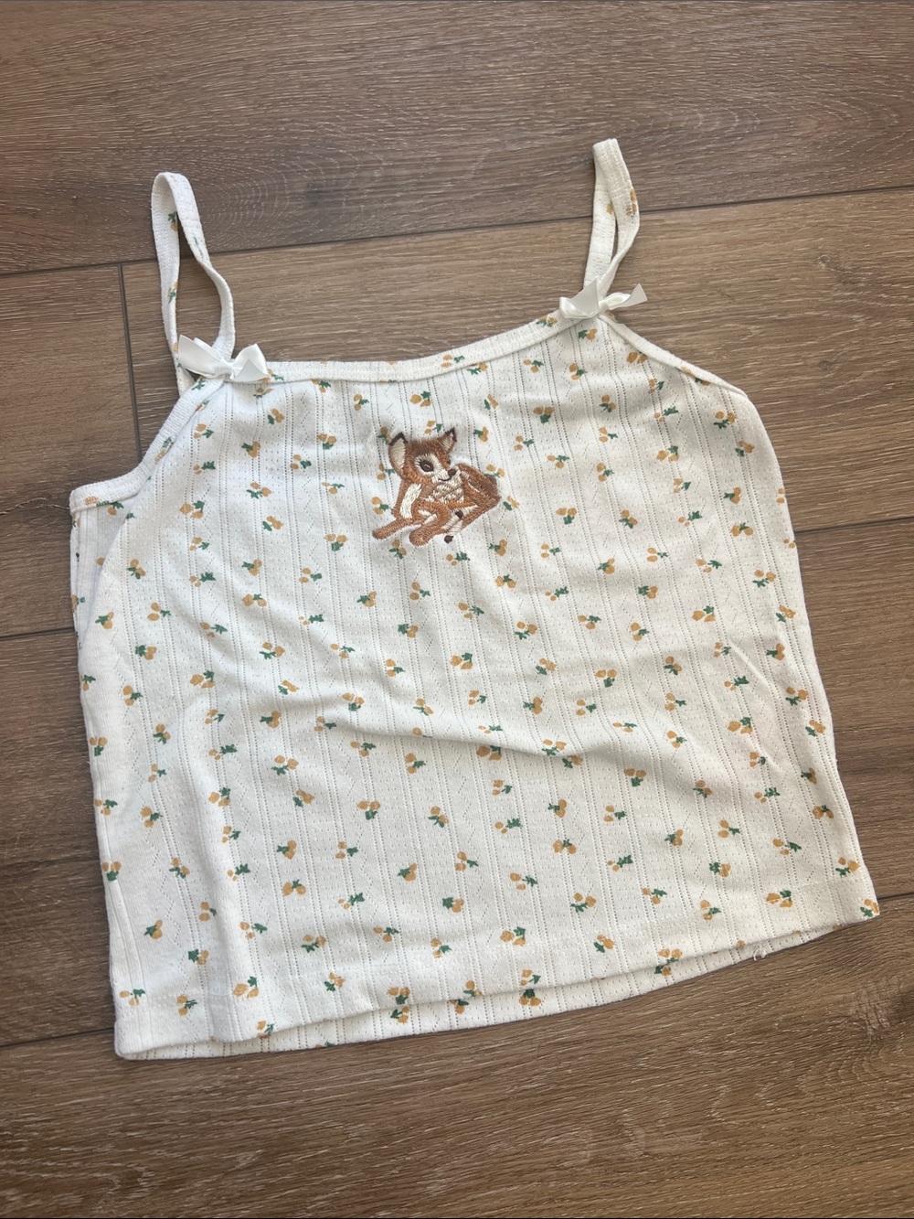 Cute Bambi Floral Ribbed Cami Tank